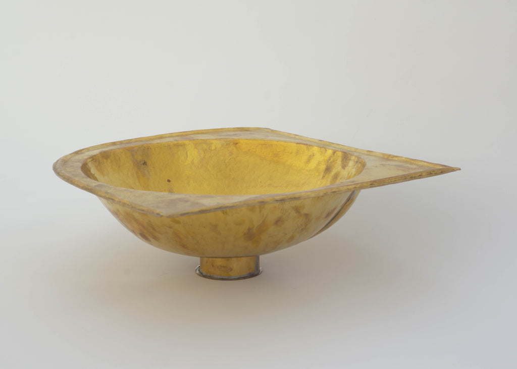Corner Washbasin in Hammered Brass – Decorative Countertop or Inset Basin