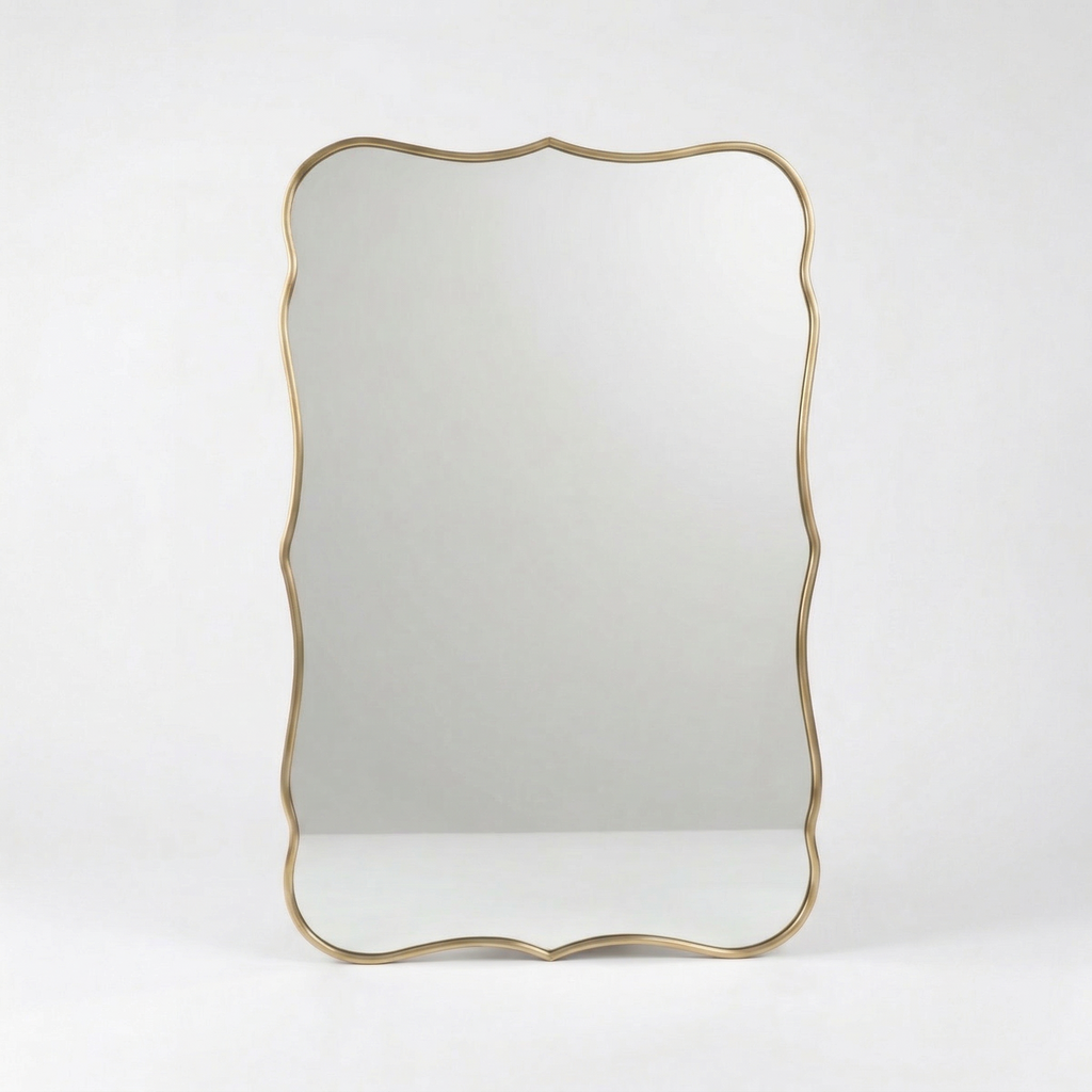 Miroir Mural en Laiton – Cadre Ondulé Classique