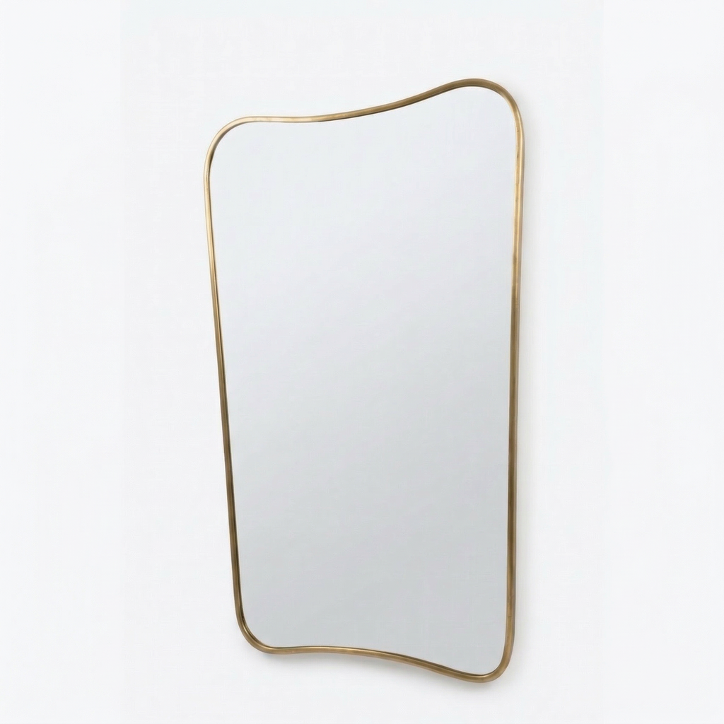 Miroir Mural en Laiton – Cadre Ondulé