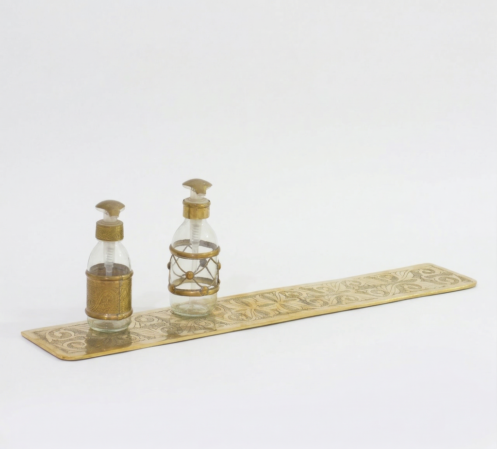 Tablette Murale en Laiton Gravé – Étagère Décorative Longue