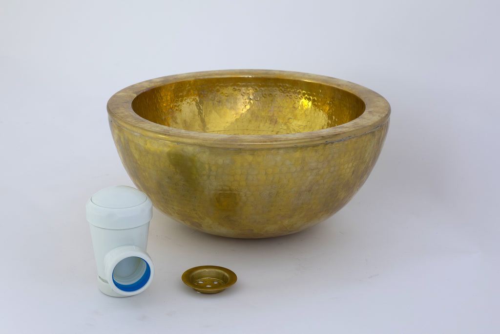 Vasque Ronde en Laiton Martelé – Lavabo à Poser