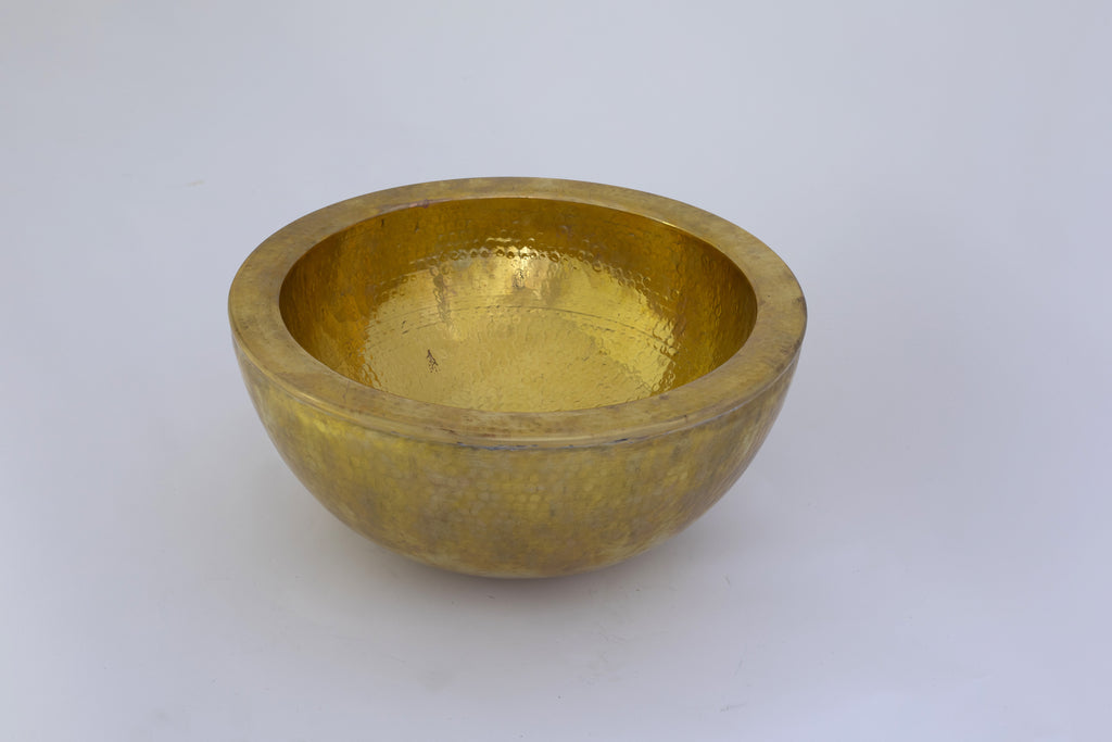 Vasque Ronde en Laiton Martelé – Lavabo à Poser