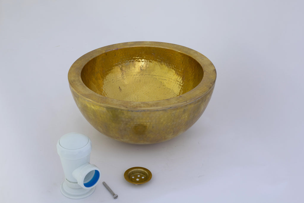 Vasque Ronde en Laiton Martelé – Lavabo à Poser