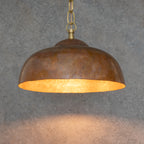 Suspension en Cuivre Martelé – Abat-jour Dôme