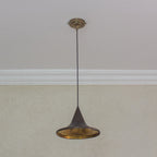 Lampe Suspendu - Cone - Laiton Finition Bronze Martelé