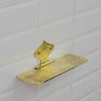 Tablette Murale Martelée en Laiton – Étagère Décorative Salle de Bain