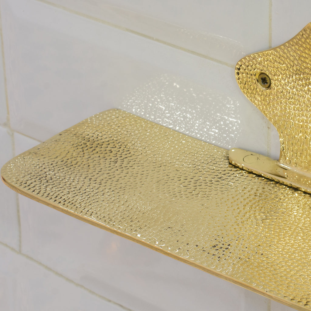 Tablette Murale Martelée en Laiton – Étagère Décorative Salle de Bain
