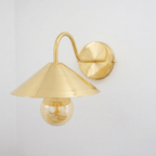 Applique Murale en Laiton – Abat - jour Conique et Bras Courbé - Mecaf