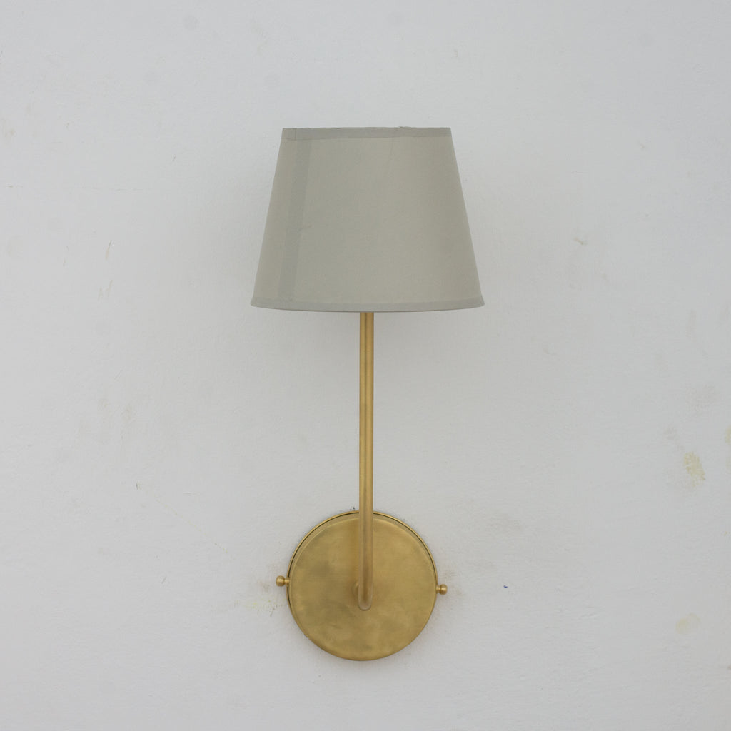 Applique Murale en Laiton avec Abat - jour en Tissu – Bras Courbé - Mecaf