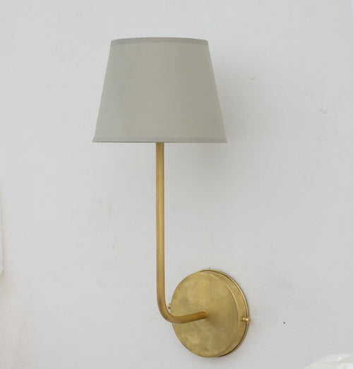 Applique Murale en Laiton avec Abat - jour en Tissu – Bras Courbé - Mecaf