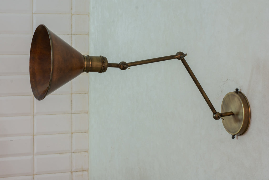 Applique Murale Orientable en Laiton et Cuivre – Bras Articulé - Mecaf