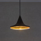 Lampe Suspendu - Cone - Laiton Finition Bronze Martelé - Mecaf