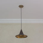 Lampe Suspendu - Cone - Laiton Finition Bronze Martelé - Mecaf