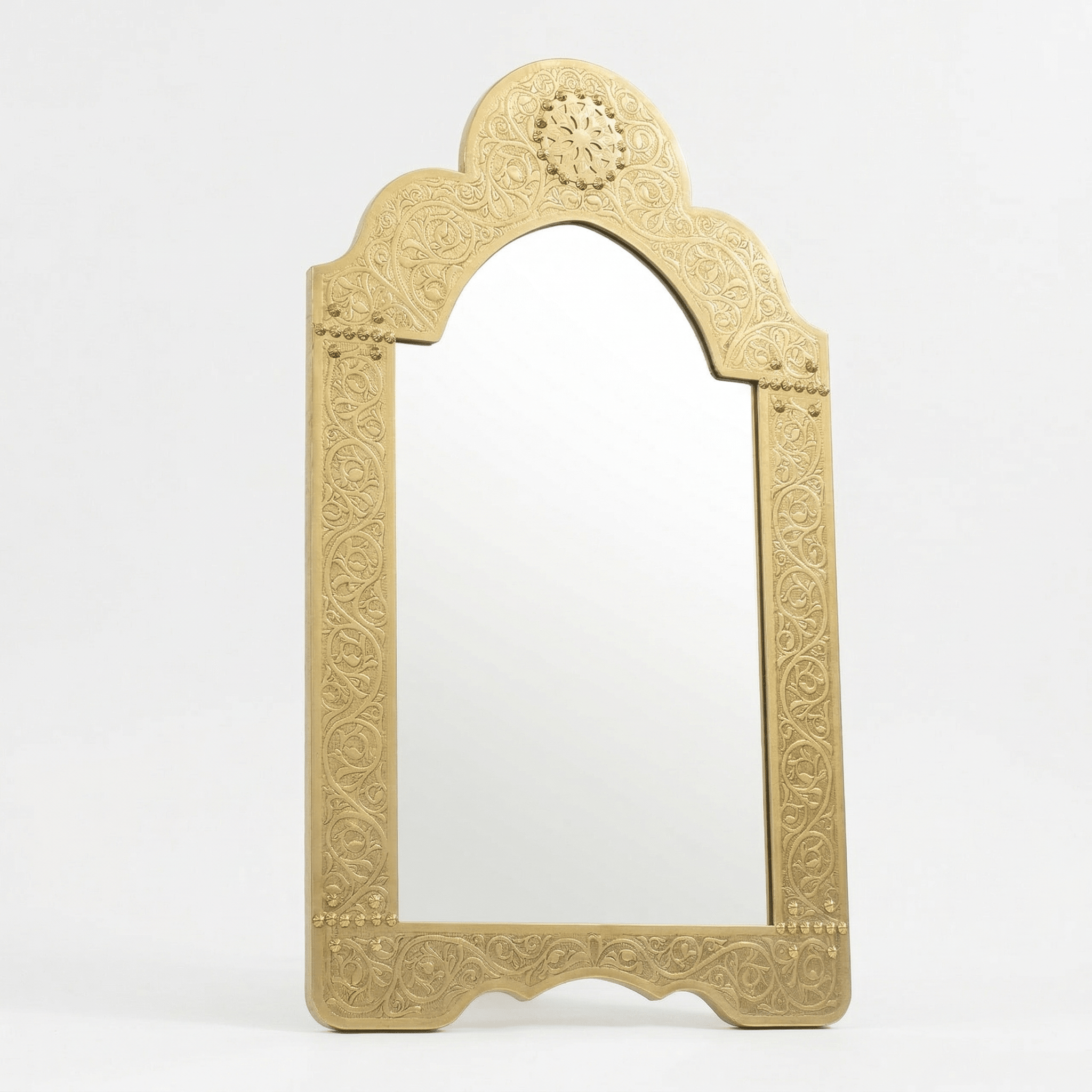 Miroir Arqué en Laiton Gravé – Style Marocain - Mecaf