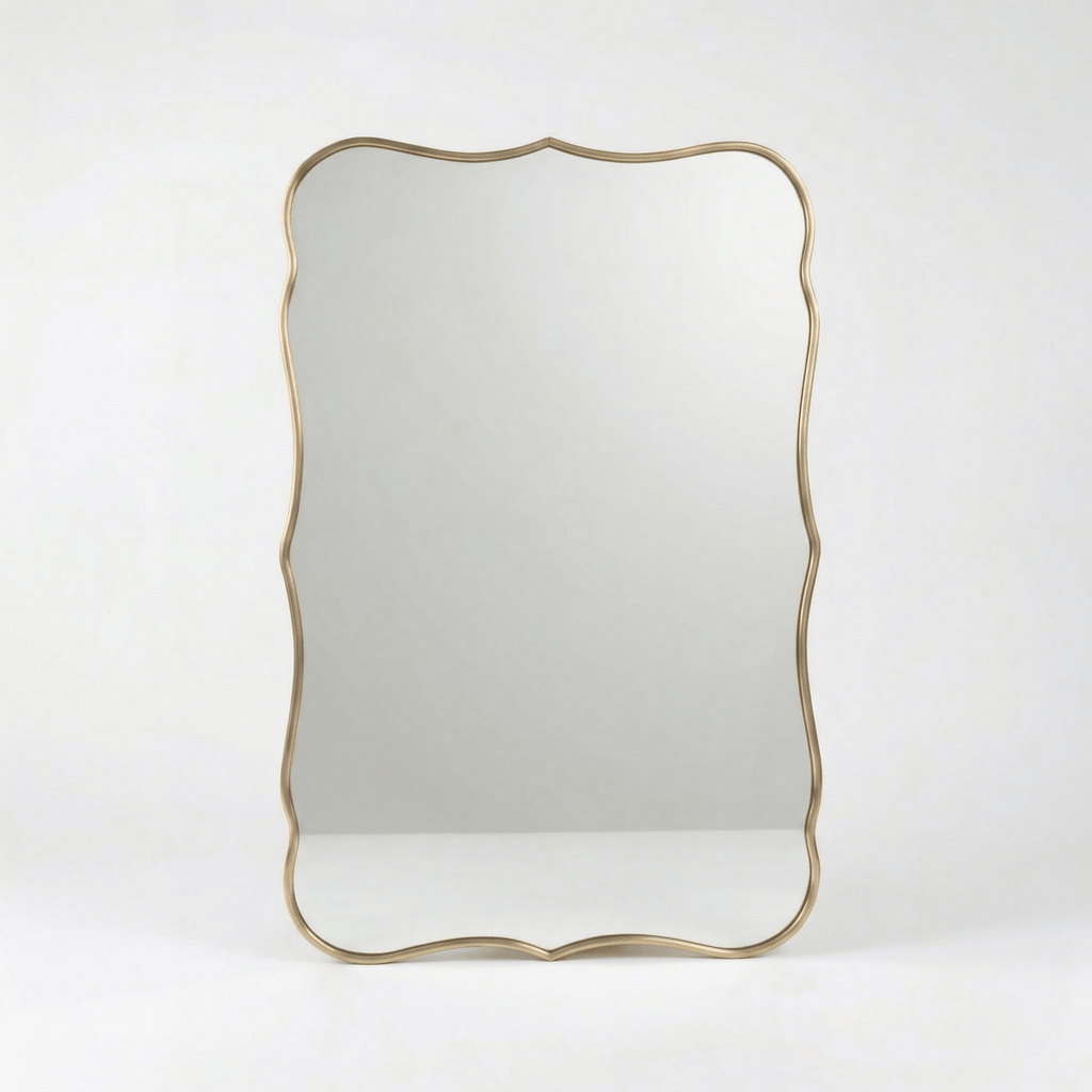 Miroir Mural en Laiton – Cadre Ondulé Classique - Mecaf