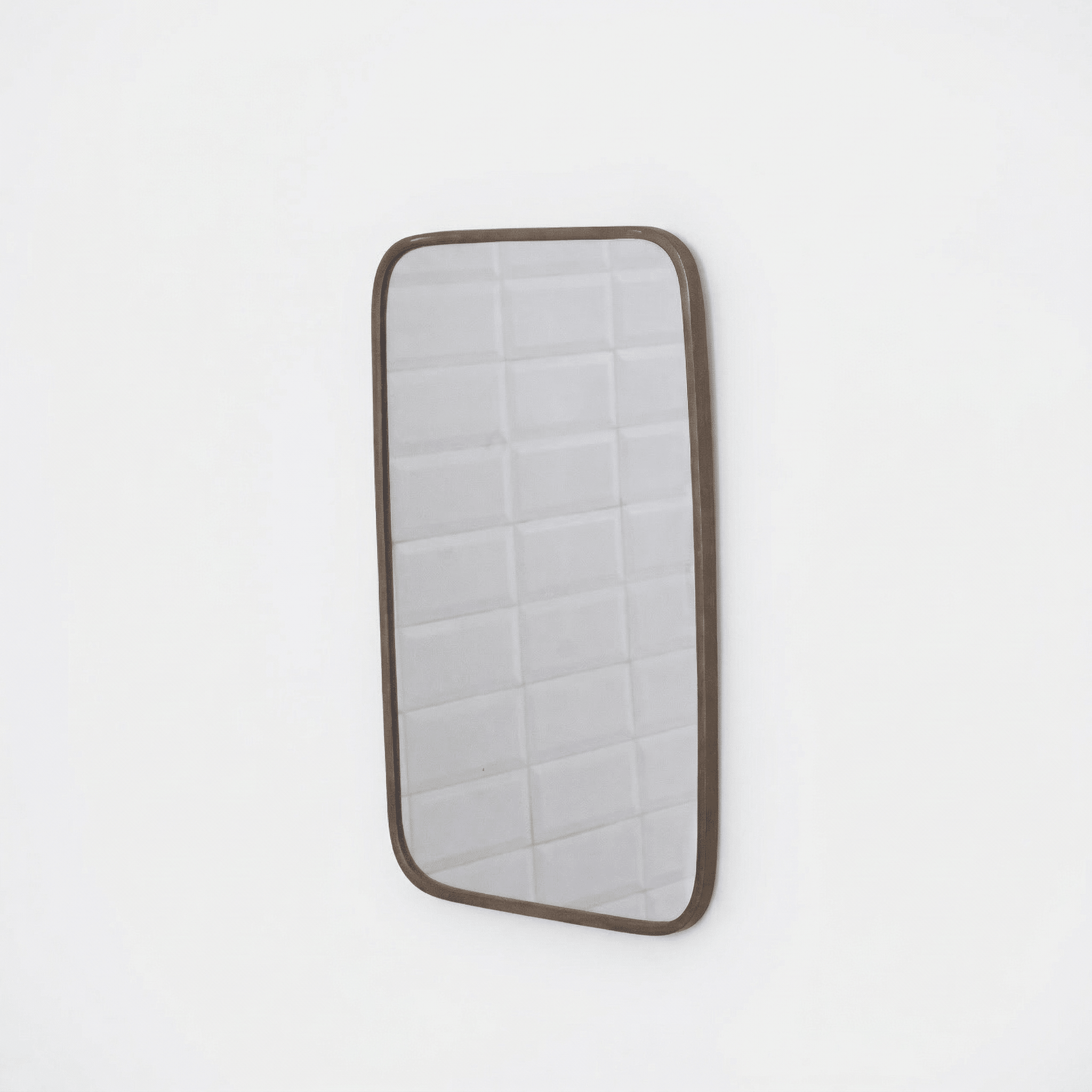 Miroir Mural Rectangulaire aux Coins Arrondis avec Cadre en Laiton - Mecaf
