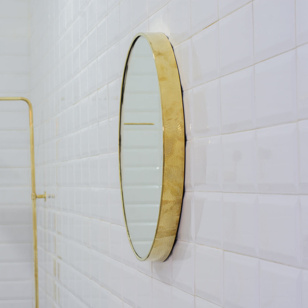 Miroir Rond en Laiton Martelé – Cadre Laiton Massif - Mecaf