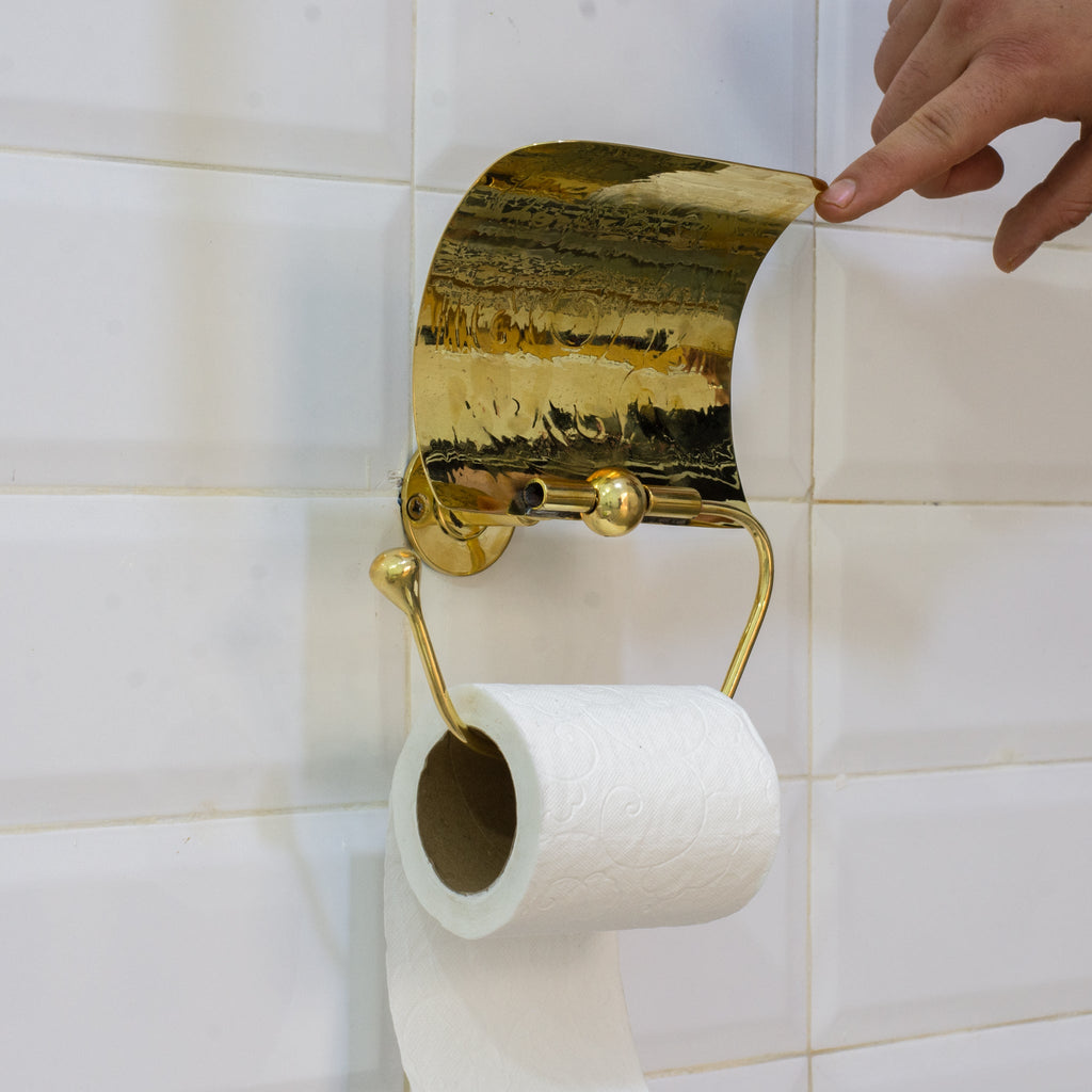 Porte - Papier Toilette avec Couvercle en Laiton Gravé - Mecaf