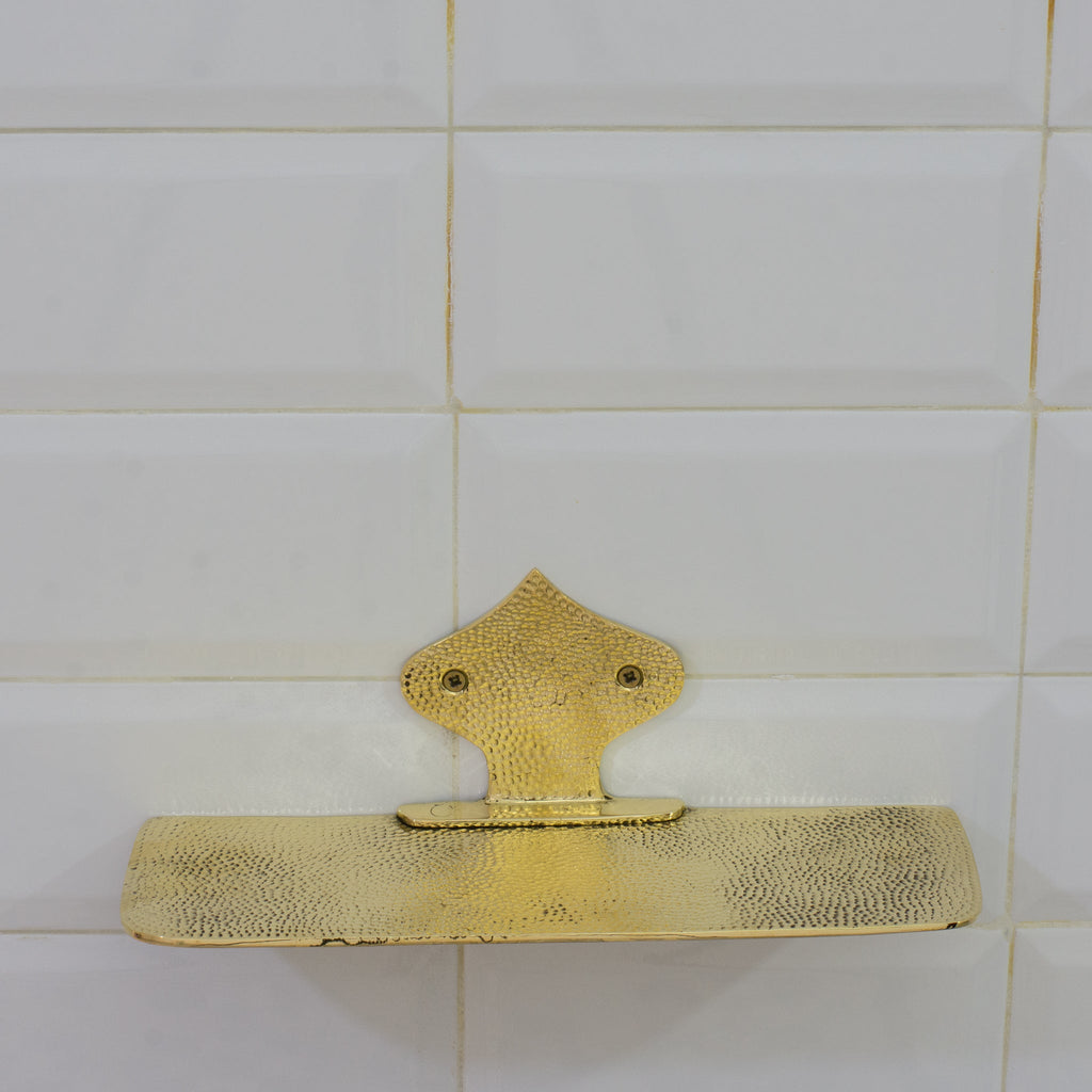 Tablette Murale Martelée en Laiton – Étagère Décorative Salle de Bain - Mecaf